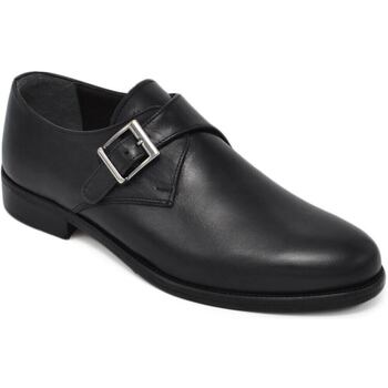 Scarpe Uomo Derby & Richelieu Malu Shoes Scarpe uomo con fibbia eleganti vera pelle nera opaca suola cuo Nero