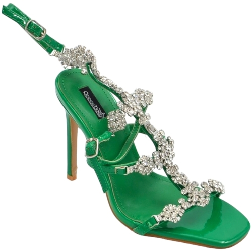 Scarpe Donna Sandali Malu Shoes Sandalo gioiello donna con tacco 12 verde inserti di strass luc Verde