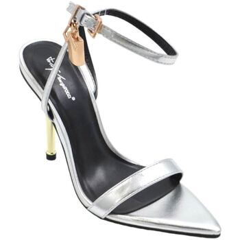 Image of Sandali Malu Shoes Scarpe SANDALO TACCO ARGENTO A PUNTA CON LUCCHETTO TACCO SOTTILE 12 CM