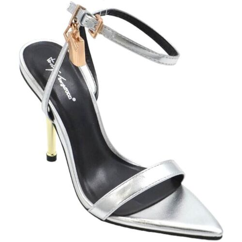Scarpe Donna Sandali Malu Shoes SANDALO TACCO ARGENTO A PUNTA CON LUCCHETTO TACCO SOTTILE 12 CM Multicolore