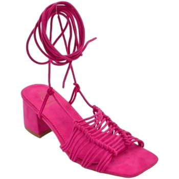 Scarpe Donna Sandali Malu Shoes Sandalo donna fucsia intrecciato in camoscio tacco basso largo Multicolore