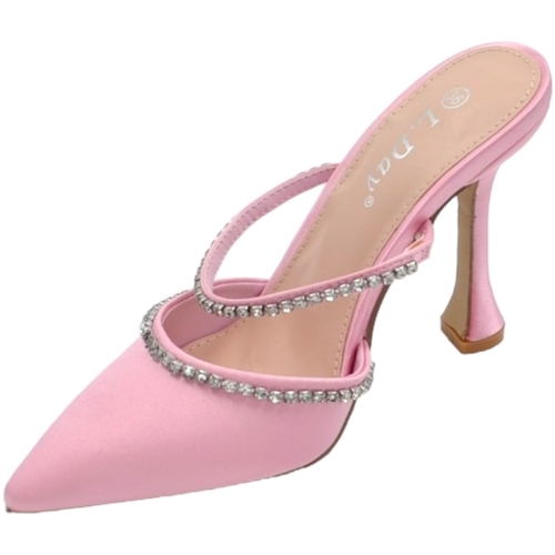 Scarpe Donna Décolleté Malu Shoes Decollete mules slingback in raso rosa con fascia di brillantin Rosa