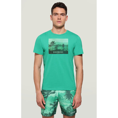 Abbigliamento Uomo T-shirt & Polo Bikkembergs TROPICAL LANDSCAPE Verde