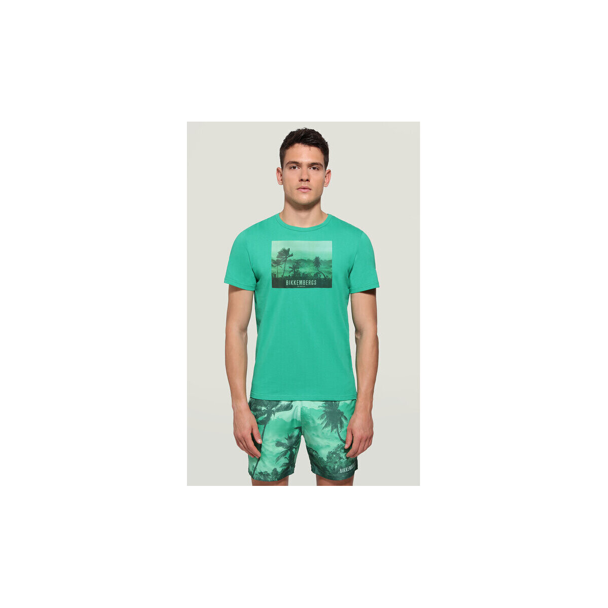Abbigliamento Uomo T-shirt & Polo Bikkembergs TROPICAL LANDSCAPE Verde