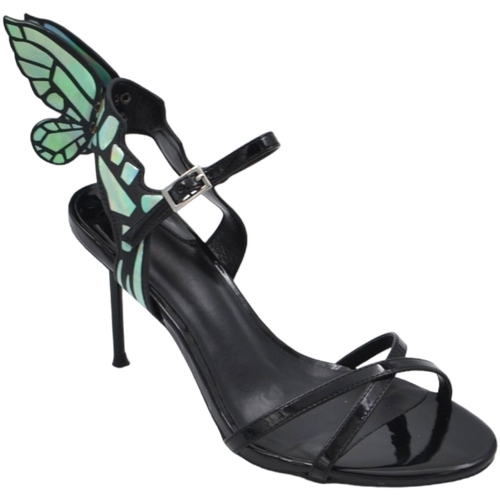 Scarpe Donna Sandali Malu Shoes Sandalo tacco donna vernice nero lucido con cinturino alla cavi Nero