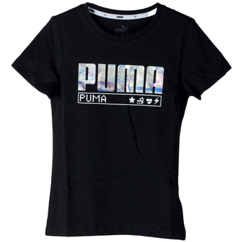 Abbigliamento Bambina T-shirt & Polo Puma T-SHIRT ALPHA RAGAZZA Nero