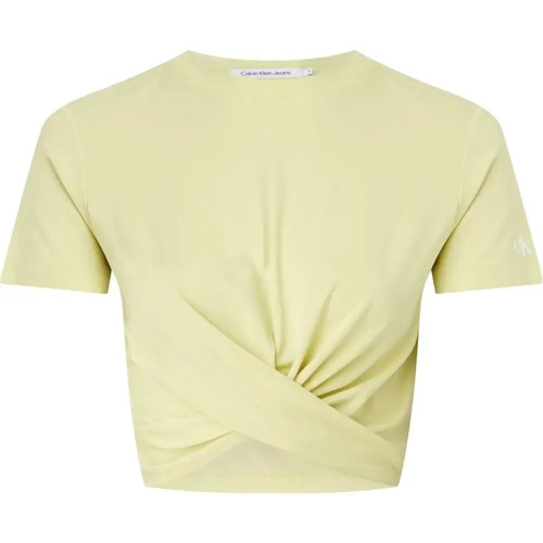 Abbigliamento Donna T-shirt maniche corte Calvin Klein Jeans Twisted cropped Giallo