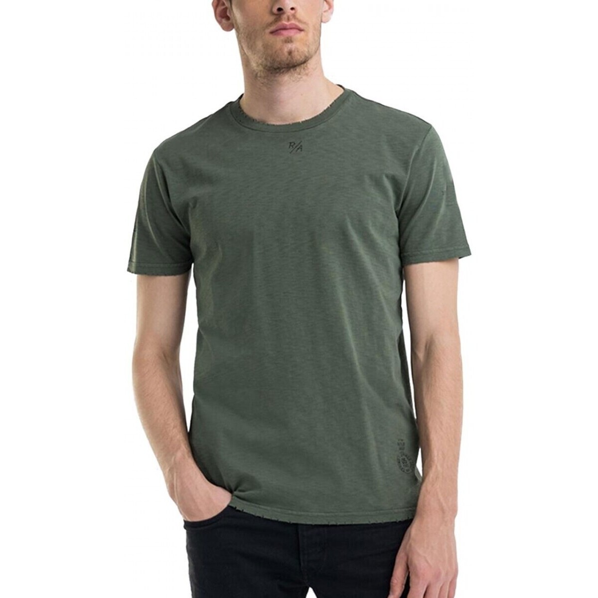 Abbigliamento Uomo T-shirt & Polo Replay T-Shirt Effetto Used  Aged 10 Years Verde