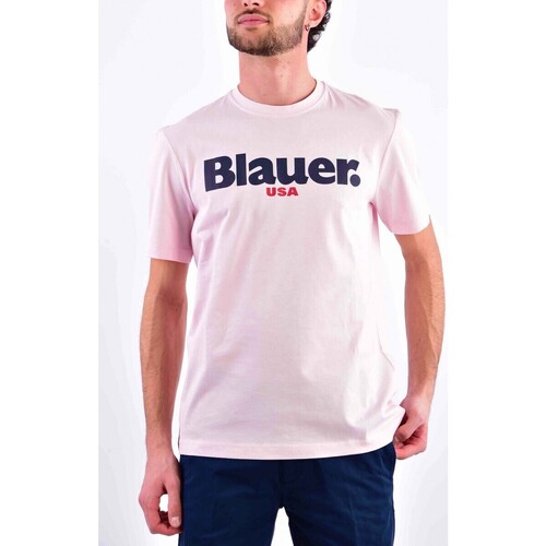 Abbigliamento Uomo T-shirt maniche corte Blauer 23SBLUH02104 2000000296883 Rosa