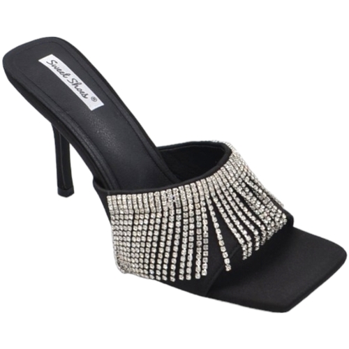 Scarpe Donna Sandali Malu Shoes Sandalo gioiello nero donna tacco sottile 8 cm fascia larga con Nero