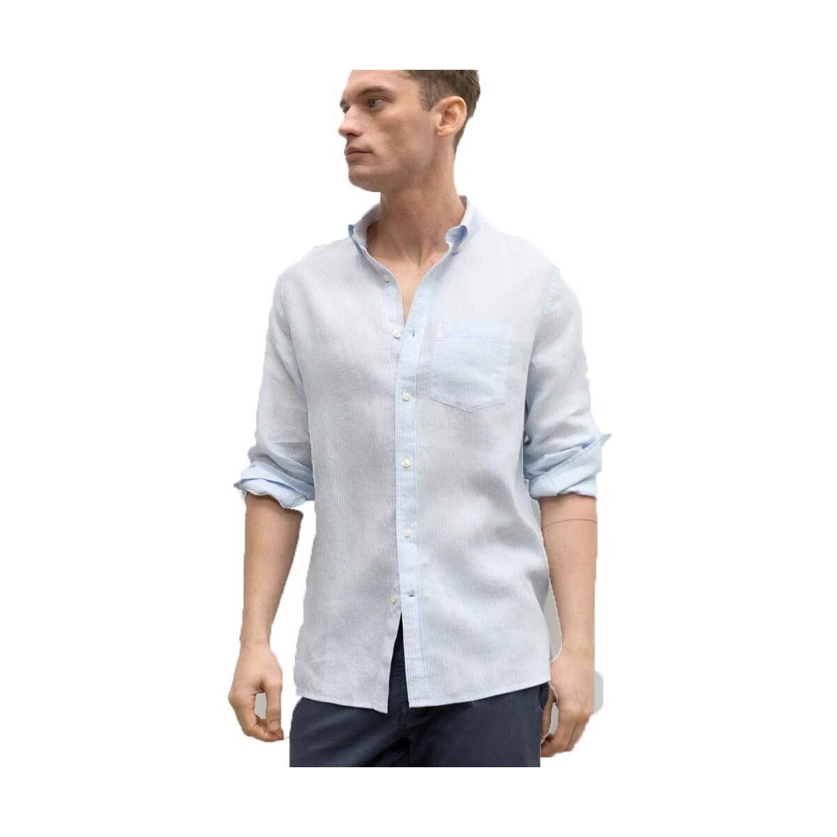 Abbigliamento Uomo Camicie maniche lunghe Ecoalf Camicia Uomo Adanalf Rigata Bianco