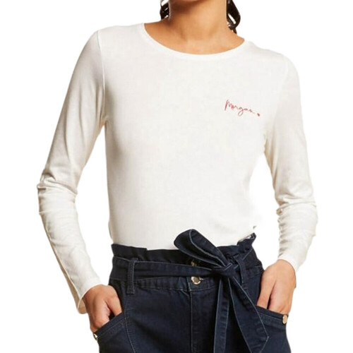 Abbigliamento Donna T-shirts a maniche lunghe Morgan 222-TCOEUR Bianco