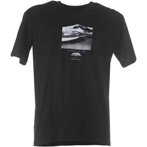 Abbigliamento Uomo T-shirt & Polo Selected Slhrelaxmorrey Print Ss O-Neck Tee W Nero