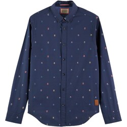 Abbigliamento Uomo Camicie maniche lunghe Scotch & Soda Slim Fit Fil Coupe Jacquard Shirt Blu