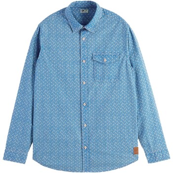 Abbigliamento Uomo Camicie maniche lunghe Scotch & Soda Regular-Fit Printed Poplin Shirt Blu