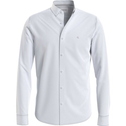 Abbigliamento Uomo Camicie maniche lunghe Ck Jeans Camicia  Chest Logo Slim Bianco