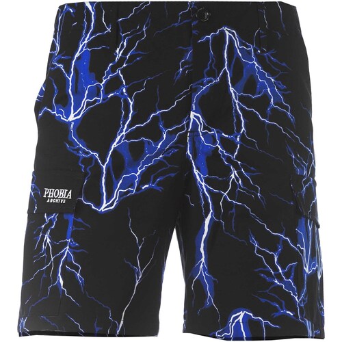 Abbigliamento Uomo Shorts / Bermuda Phobia Cargo Shorts With Blue All Over Lightning Nero