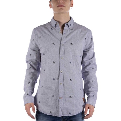Abbigliamento Uomo Camicie maniche lunghe Scotch & Soda Camicia  Embroidered Oxford Blu Blu