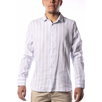Abbigliamento Uomo Camicie maniche lunghe Sl56 Camicia S.L.56 Berenice A Righe Bianco Azzurro Bianco