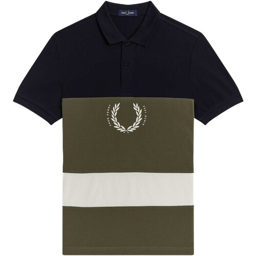 Abbigliamento Uomo T-shirt & Polo Fred Perry Fp Printed Colour Block Poloshirt Blu