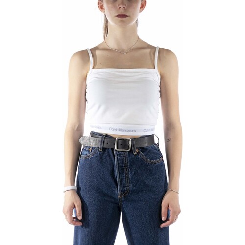 Abbigliamento Donna Top / T-shirt senza maniche Calvin Klein Jeans Logo Tape Strappy To Bianco