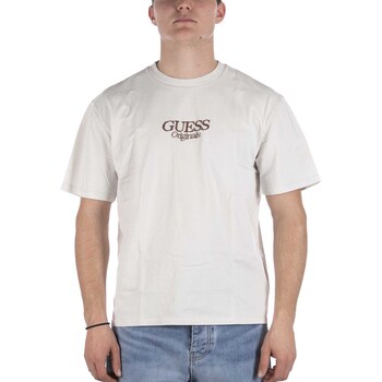 Abbigliamento Uomo T-shirt & Polo Guess T-Shirt  Go Brent Logo Script Beige Beige