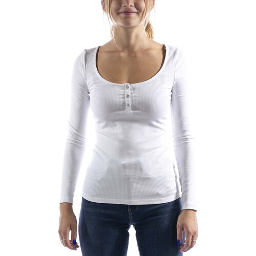 Abbigliamento Donna T-shirt & Polo Guess Maglia  Karlee Jewel Henley Bianco Bianco