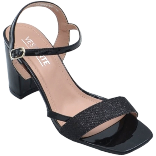 Scarpe Donna Sandali Malu Shoes Scarpe sandalo donna nero pelle lucida con fasce a incrocio sat Nero