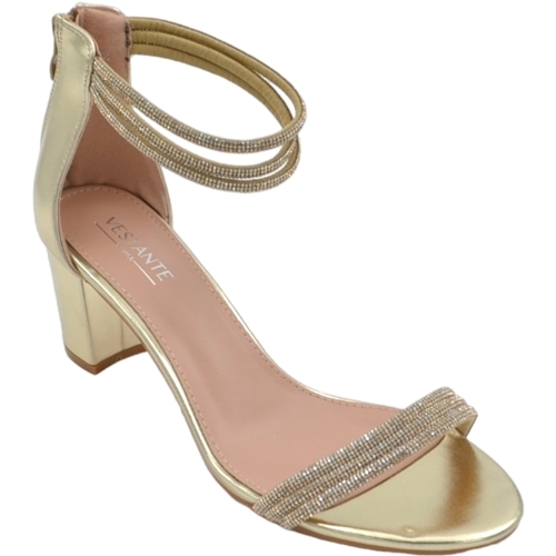 Scarpe Donna Sandali Malu Shoes Scarpe sandalo donna oro pelle con fasce strass e chiusura con Oro