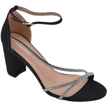 Scarpe Donna Sandali Malu Shoes Scarpe sandalo donna nero in tessuto satinato fasce a incrocio Nero