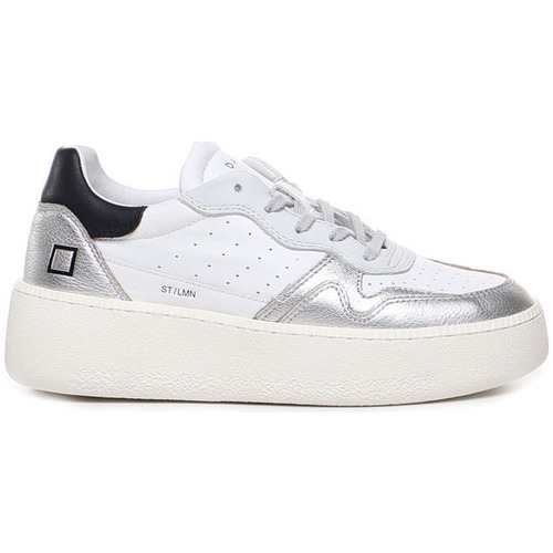 Scarpe Donna Sneakers Date Step Laminated White/Silver Bianco