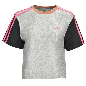 Abbigliamento Donna T-shirt maniche corte Adidas Sportswear 3S CR TOP Grigio / Nero / Rosa