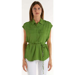 Abbigliamento Donna Tuniche Dondup camicia smanicata in misto seta verde Verde