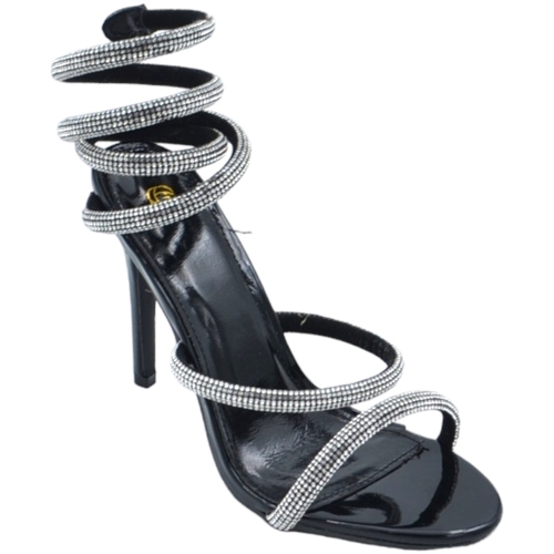 Scarpe Donna Sandali Malu Shoes Sandali donna gioiello nero tacco sottile 12 cm serpente rigido Nero