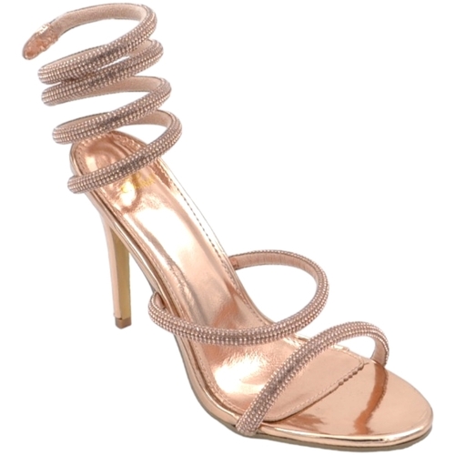 Scarpe Donna Sandali Malu Shoes Sandali donna gioiello oro rosa tacco sottile 12cm serpente rig Oro