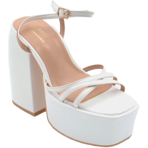 Scarpe Donna Sandali Malu Shoes Zeppa donna Sandalo platform in pelle bianco con plateau alto 5 Bianco