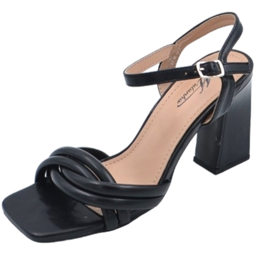 Scarpe Donna Sandali Malu Shoes Sandalo alto donna nero pelle open toe tacco doppio 8 cm cintur Nero