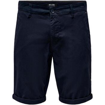 Abbigliamento Uomo Pantaloni Only & Sons  ONSPETER REG TWILL 4481 SHORTS NOOS Blu