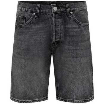 Abbigliamento Uomo Pantaloni Only & Sons  ONSEDGE WASHED BLACK 5796 SHORTS Nero
