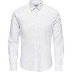 Abbigliamento Uomo Camicie maniche lunghe Only & Sons  onscaiden ls solid linen shirt noos Bianco