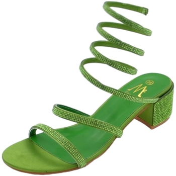 Scarpe Donna Sandali Malu Shoes Sandali donna verdi con strass tacco largo basso 4 cm serpente Verde