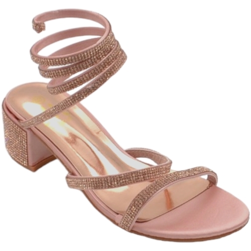 Scarpe Donna Sandali Malu Shoes Sandali donna oro rosa strass tacco largo basso 4cm serpente ri Oro