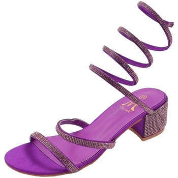 Scarpe Donna Sandali Malu Shoes Sandali donna viola con strass tacco largo basso 4 cm serpente Viola