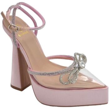 Scarpe Donna Décolleté Malu Shoes Scarpe decollete donna gioiello trasparente rosa plateau 3 cm e Rosa