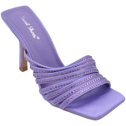 Scarpe Donna Sandali Malu Shoes Sandalo gioiello donna lilla tacco sottile 8cm in raso fasce so Viola