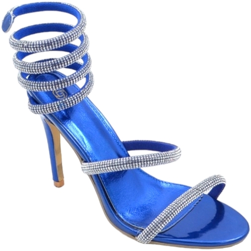 Scarpe Donna Sandali Malu Shoes Sandali donna gioiello blu tacco sottile 12 cm serpente rigido Blu