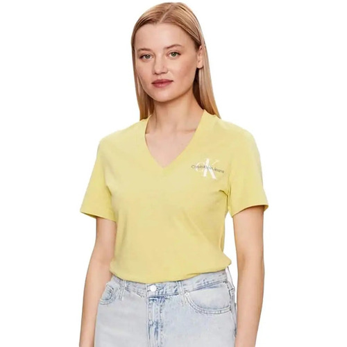 Abbigliamento Donna T-shirt maniche corte Calvin Klein Jeans Classic logo ck regular Giallo