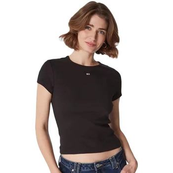 Abbigliamento Donna T-shirt maniche corte Tommy Jeans Mini logo flag Nero