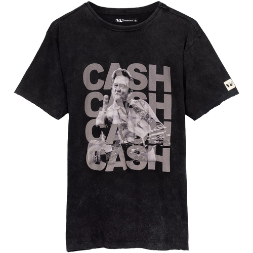 Abbigliamento T-shirts a maniche lunghe Johnny Cash NS7161 Nero