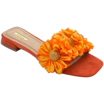 Scarpe Donna Ciabatte Malu Shoes Pantofoline donna mule arancione con applicazioni floreale volu Multicolore